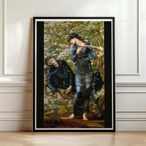 Beguiling of Merlin Print, Burne-Jones Pre Raphaelite Wall Art, Arthurian Legend Poster, Dark Academia