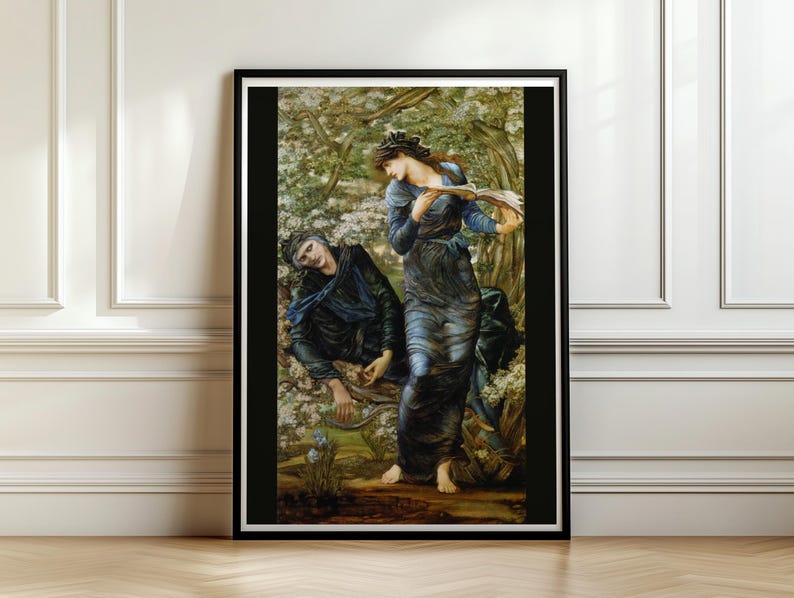 Beguiling of Merlin Print, Burne-Jones Pre Raphaelite Wall Art, Arthurian Legend Poster, Dark Academia