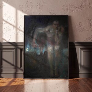 Lucifer by Franz von Stuck 1890, Symbolist Painting, Dark Gothic Wall Art, Fallen Angel Print