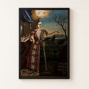 Allegory of Death Print, Mondragon 1856 Memento Mori Wall Art, Skeleton Vanitas Gothic Poster