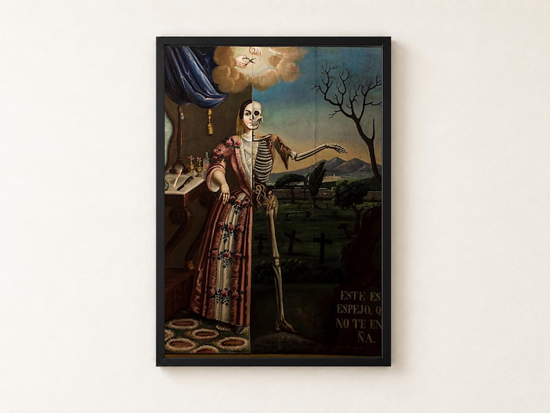 Allegory of Death Print, Mondragon 1856 Memento Mori Wall Art, Skeleton Vanitas Gothic Poster