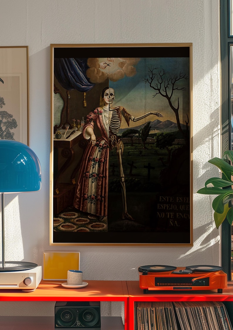 Allegory of Death Print, Mondragon 1856 Memento Mori Wall Art, Skeleton Vanitas Gothic Poster
