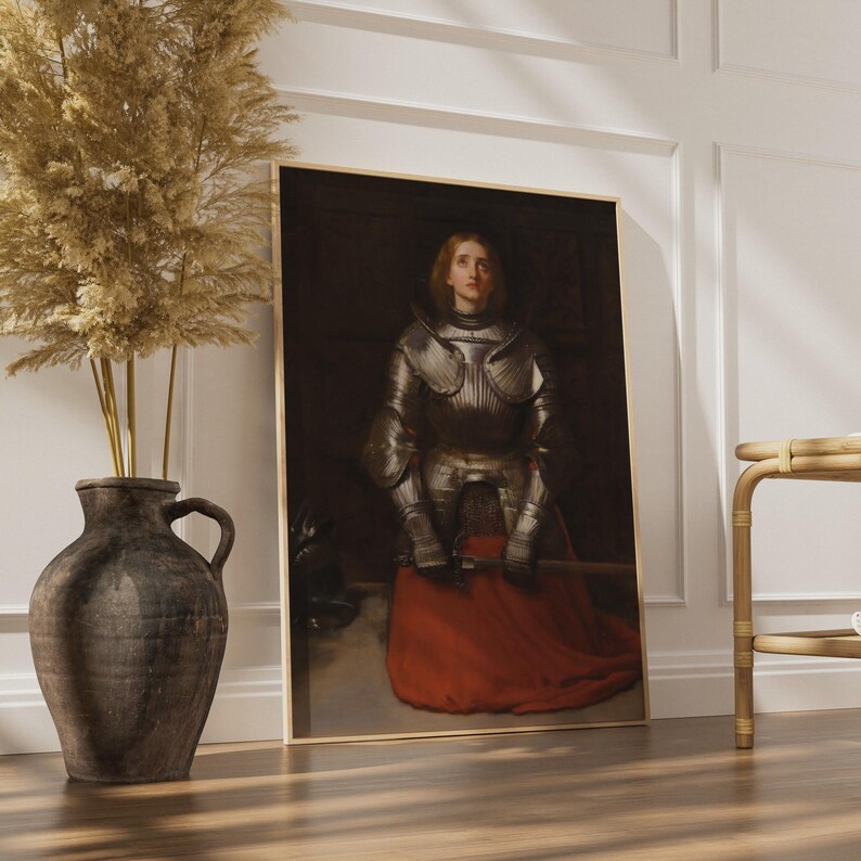 Joan of Arc Millais 1865 Pre-Raphaelite Painting Poster, Medieval Warrior, Female Knight Wall Art