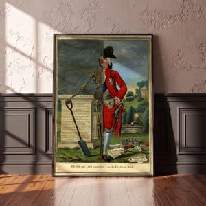 Memento Mori Skeleton Print, Death and Life Contrasted, Georgian Satire Art, Gothic Wall Art