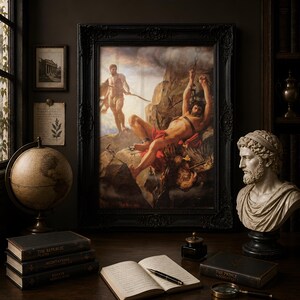 Prometheus Unbound Print, Carl Bloch Greek Mythology Wall Art, Hercules and Eagle Oil Painting