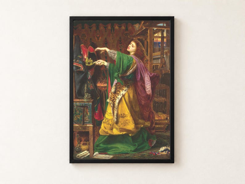 Morgan le Fay Print, Frederick Sandys 1864 Pre Raphaelite Wall Art, Arthurian Legend Sorceress Poster