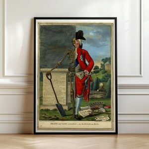 Memento Mori Skeleton Print, Death and Life Contrasted, Georgian Satire Art, Gothic Wall Art