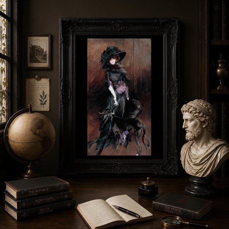 Marchesa Luisa Casati Boldini Portrait, Woman with Greyhound Dog, Vintage Belle Epoque Wall Art