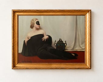 Plakat "The Mask Print", "Portret Bruno Croatto Masquerade", "Stara kasa, femme fatale"