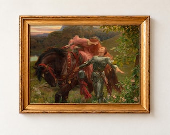 La Belle Dame sans Merci Print, Frank Dicksee, John Keats Art, Pre Raphaelite Knight Poster