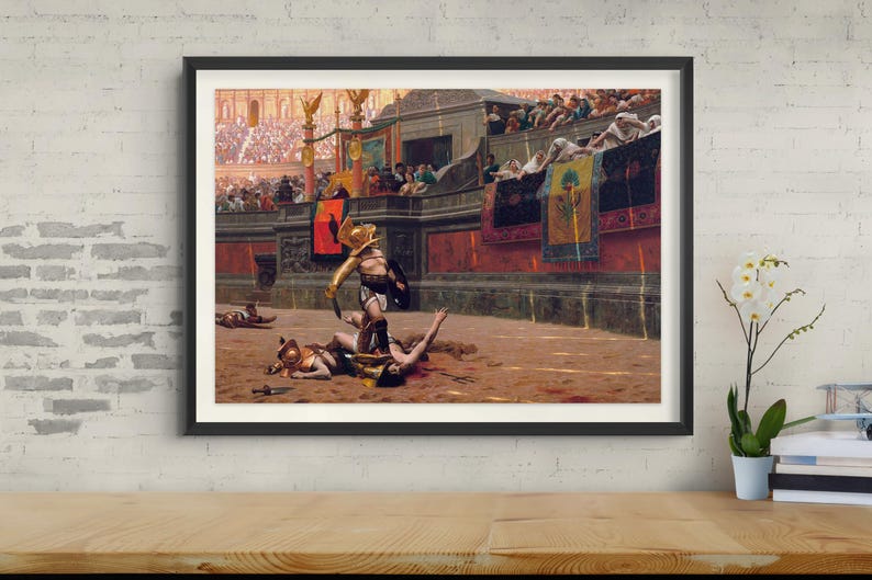 Grabado Pollice Verso, pintura de gladiadores de Jean-Léon Gérôme de 1872, arte mural del Coliseo romano imagen 5