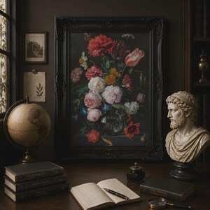 Dutch Golden Age Floral Still Life Poster, Jan de Heem Flowers Glass Vase Wall Art