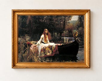 Lady of Shalott Print, John William Waterhouse 1888 Pre Raphaelite Wall Art, Tennyson Poster