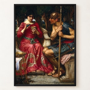Jason and Medea Waterhouse 1907 Poster, Pre Raphaelite Greek Mythology Art, Witchy Sorceress Wall Art