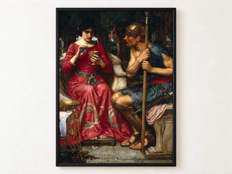 Jason and Medea Waterhouse 1907 Poster, Pre Raphaelite Greek Mythology Art, Witchy Sorceress Wall Art