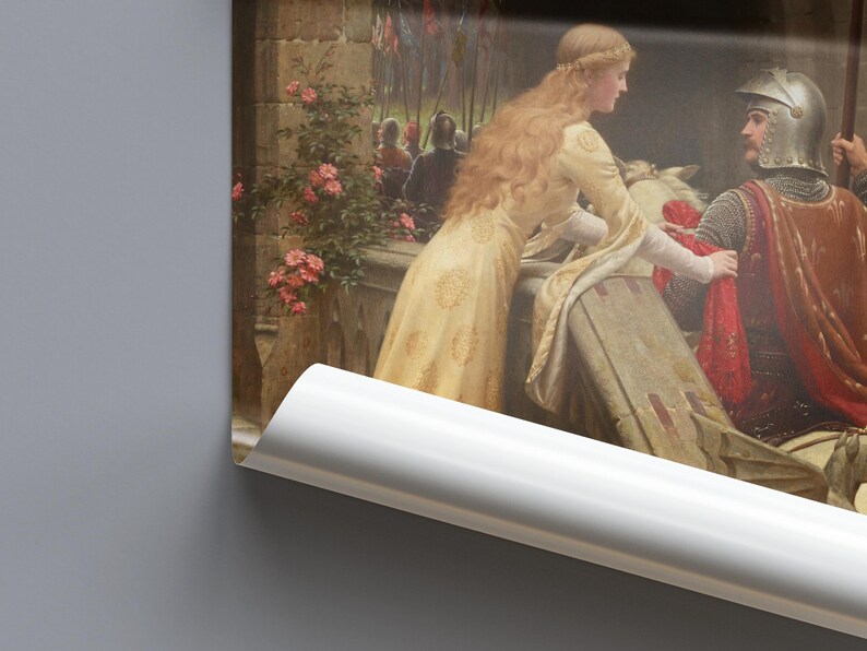 God Speed Edmund Blair Leighton, Medieval Knight and Lady Painting, Pre-Raphaelite Art Print