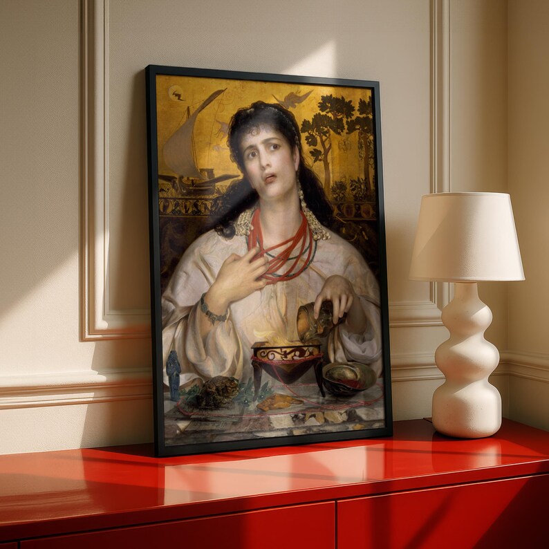 Medea Frederick Sandys Pre-Raphaelite Art Print, Greek Mythology Poster, Sorceress Wall Art 1868