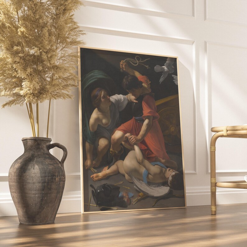 Cupid Chastised Bartolomeo Manfredi Baroque Art Poster, Classical Mythology Wall Art