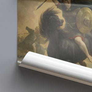 Valkyrie on Black Horse, Norse Mythology Wall Art, Peter Nicolai Arbo Painting, Viking Warrior Art