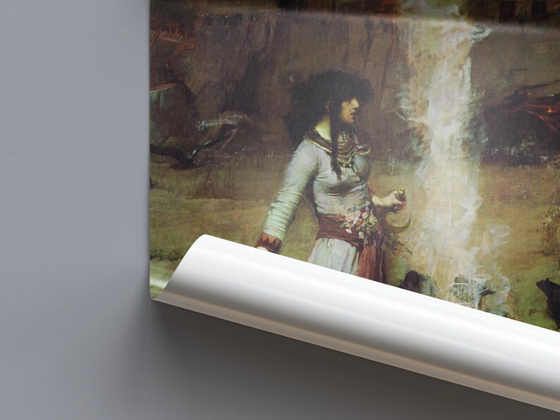 The Magic Circle Print, Waterhouse 1886 Pre Raphaelite Wall Art, Sorceress and Ravens Poster