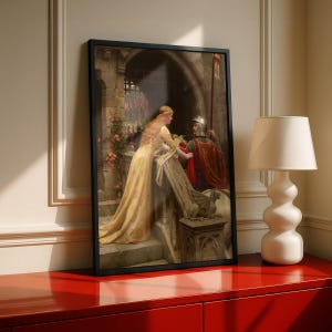 God Speed Edmund Blair Leighton, Medieval Knight and Lady Painting, Pre-Raphaelite Art Print