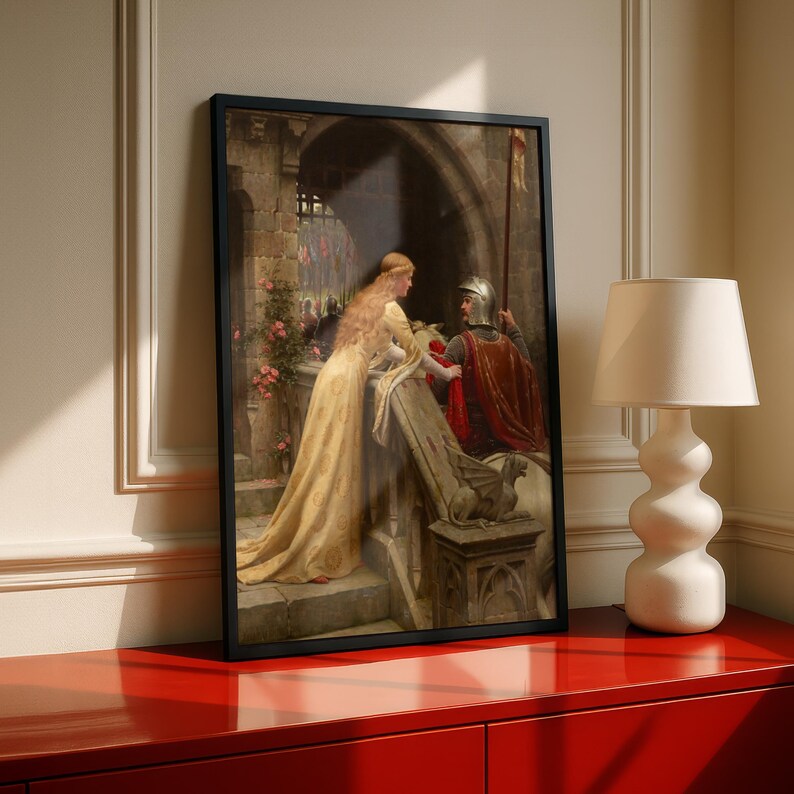 God Speed Edmund Blair Leighton, Medieval Knight and Lady Painting, Pre-Raphaelite Art Print