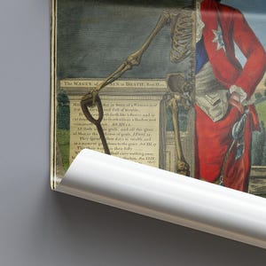 Memento Mori Skeleton Print, Death and Life Contrasted, Georgian Satire Art, Gothic Wall Art