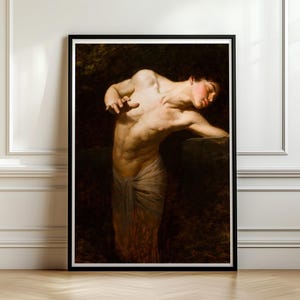 Narcissus Print, Gyula Benczur 1881 Greek Mythology Wall Art, Echo and Narcissus Poster