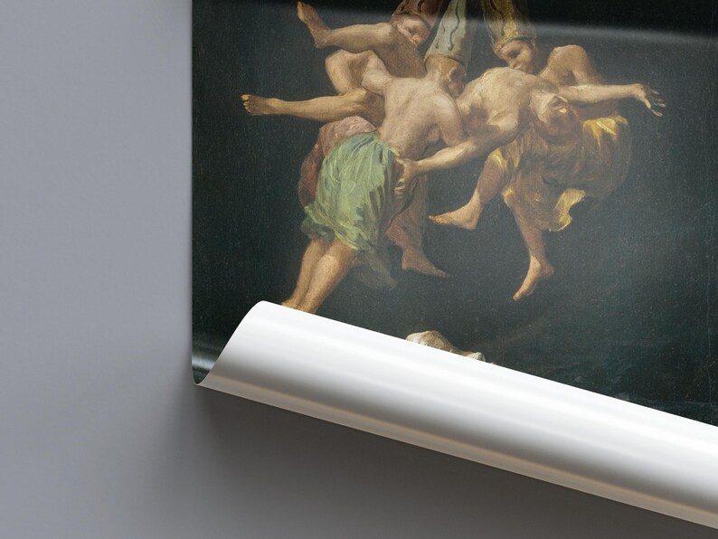 Goya Witches' Flight Print, Gothic Wall Art, Dark Romanticism Poster, Spanish Occult Painting