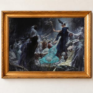 Souls on the Banks of the Acheron, Hiremy Hirschl 1898 Poster, Greek Mythology Art, Dark Romanticism