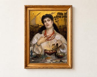 Plakat z Medeą, dzieło Fredericka Sandysa z 1868 roku, prerafaelicka sztuka ścienna, mitologia grecka, wiedźma