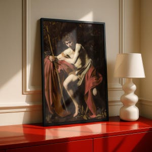 Caravaggio Saint John the Baptist in the Wilderness, Baroque Chiaroscuro Art Print, Dark Academia