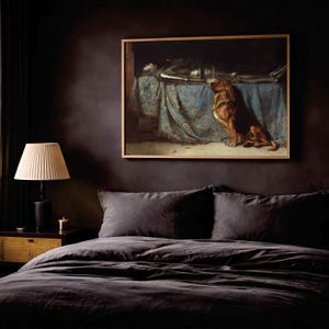 Requiescat Briton Riviere 1888 poster, loyal hound knight armour Victorian Wall Art, Medieval Art