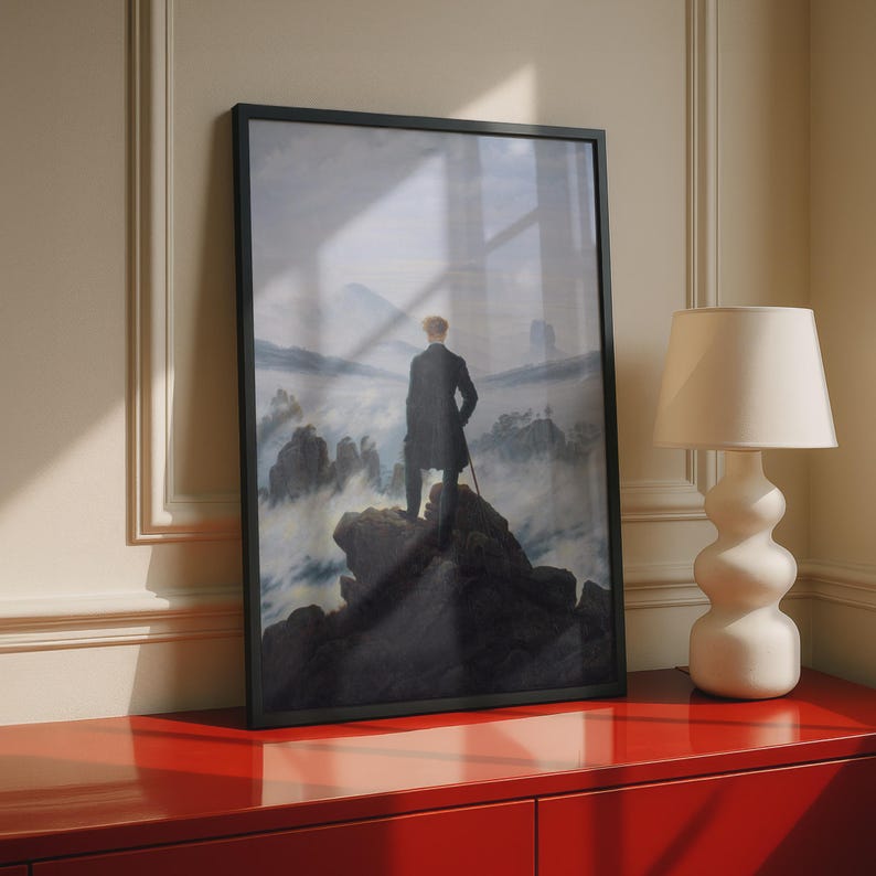 Wanderer Above the Sea of Fog Poster, Caspar David Friedrich, Romantic Wall Art