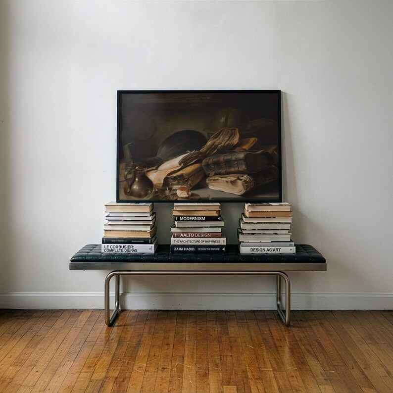 Jan Lievens Still Life with Books Poster, Dutch Golden Age Wall Art, Dark Academia Print, Gothic Art