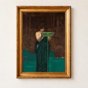 Lámina de Circe Invidiosa, John William Waterhouse, 1892. Arte mural de mitología griega, póster de bruja.