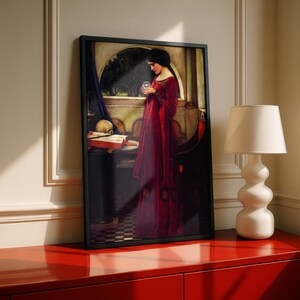 The Crystal Ball Print, Waterhouse 1902 Pre Raphaelite Wall Art, Skull Dark Academia Poster