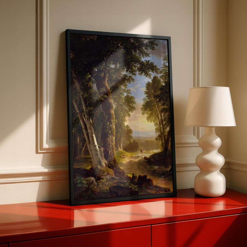 The Beeches Asher Brown Durand 1845, Hudson River School Landscape Print, Vintage Forest Poster