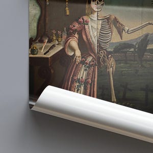 Allegory of Death Print, Mondragon 1856 Memento Mori Wall Art, Skeleton Vanitas Gothic Poster