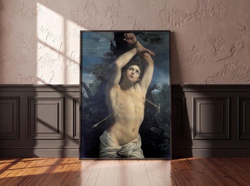 Saint Sebastian Guido Reni Baroque Painting, Martyr Arrows Religious Art Poster, Italian Old Master
