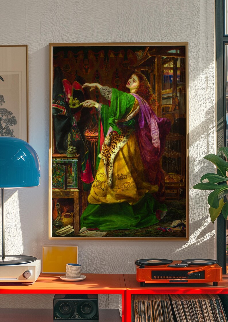 Morgan le Fay Print, Frederick Sandys 1864 Pre Raphaelite Wall Art, Arthurian Legend Sorceress Poster
