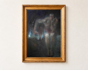Lucifer Print, Franz von Stuck 1890 Symbolist Gothic Wall Art, Fallen Angel Painting Poster