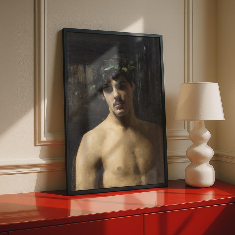 John Singer Sargent Laurel Wreath Portrait Poster, Classical Oil Painting Wall Art