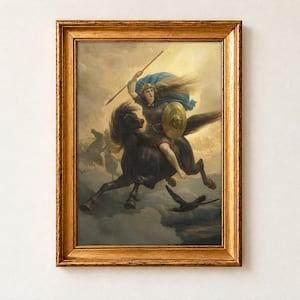 The Valkyrie Print, Peter Nicolai Arbo 1869 Norse Mythology Wall Art, Viking Shieldmaiden Painting