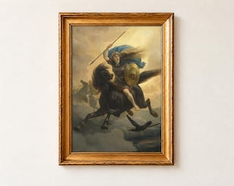The Valkyrie Print, Peter Nicolai Arbo 1869 Norse Mythology Wall Art, Viking Shieldmaiden Painting