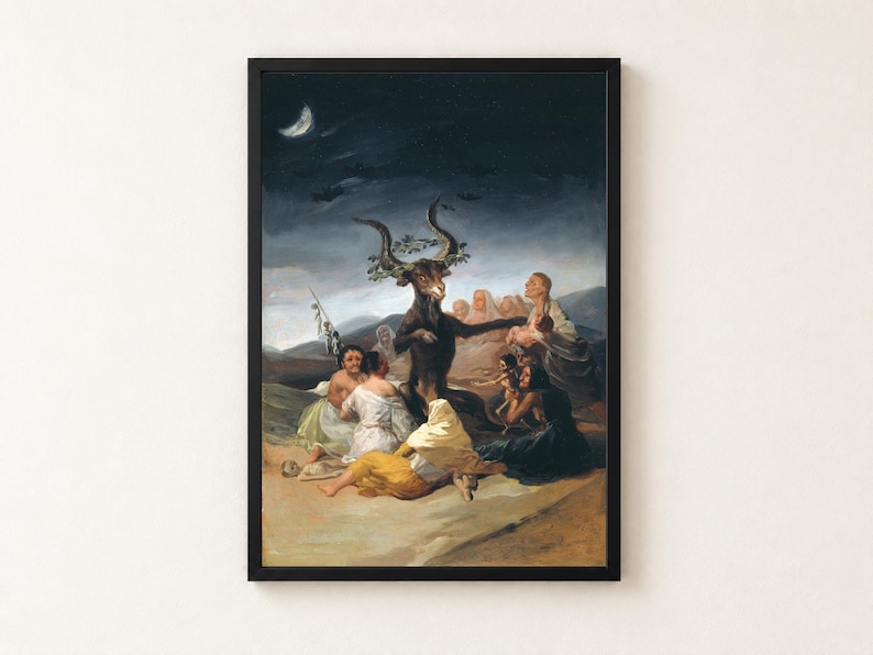 Witches Sabbath Print, Francisco Goya 1798 Gothic Wall Art, Dark Romanticism Folk Horror Poster