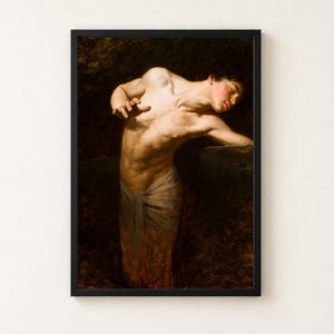 Narcissus Print, Gyula Benczur 1881 Greek Mythology Wall Art, Echo and Narcissus Poster