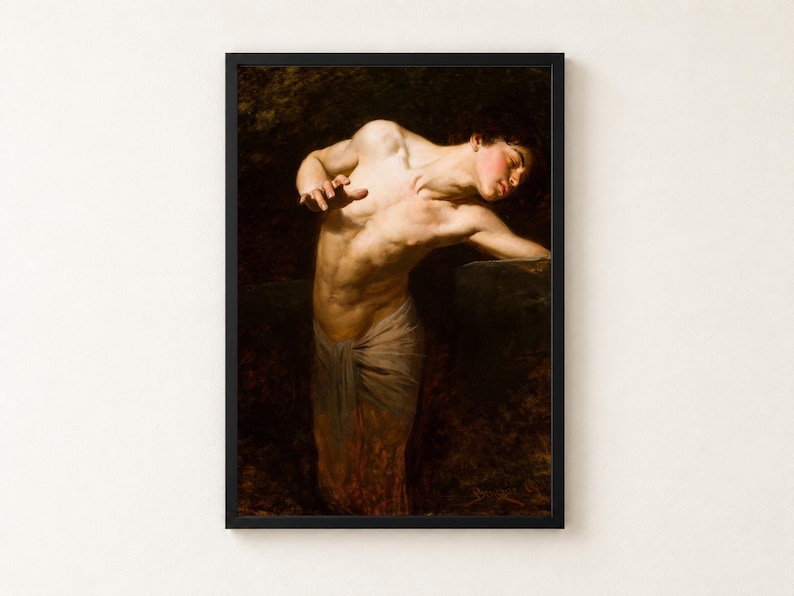 Narcissus Print, Gyula Benczur 1881 Greek Mythology Wall Art, Echo and Narcissus Poster