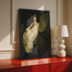 Robert Louis Stevenson Memorial Angel Poster, Victorian Oil Painting Wall Art