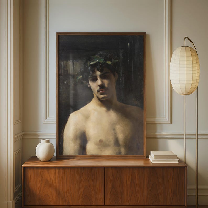 John Singer Sargent Laurel Wreath Portrait Poster, Classical Oil Painting Wall Art